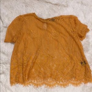 Haute Monde Mustard Lace Blouse